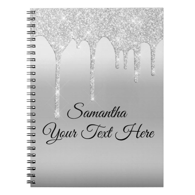 Cuaderno Planificador Personalizado con Brillo Plateado que (Frente)