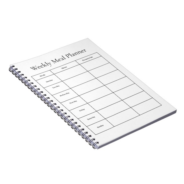 Cuaderno Planificador Semanal de Comidas (Lado Derecho)