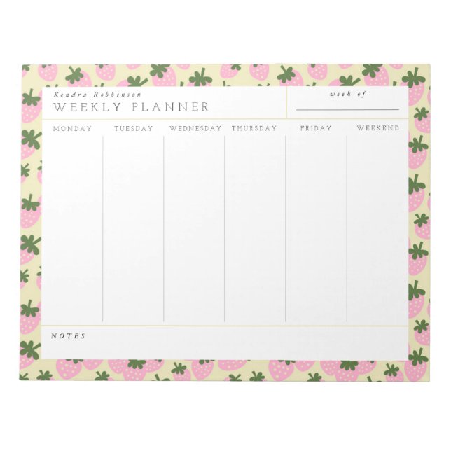 Cuaderno Planificador Semanal de Fresas Dulces (Frente)