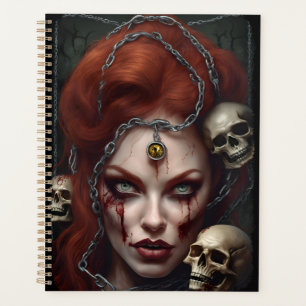 Cuaderno Planificador Semanal Zombie Chica Pelo Ro