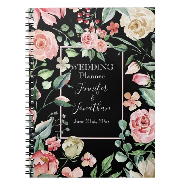 Cuaderno Planificador tradicional de boda rosa-rosa victora (Frente)