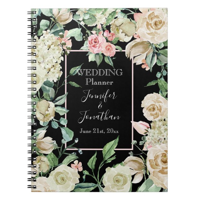 Cuaderno Planificador tradicional victoriano de boda de ros (Frente)