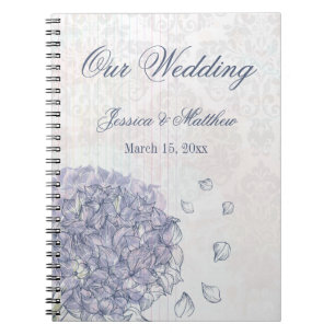 Cuaderno Planilla de bodas de flores de cobalto azul hidran