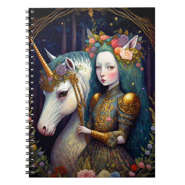 Cuaderno Planner artístico de Unicorn y Lady Fantasy (Frente)