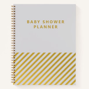 Cuaderno Planner Baby Shower Minimalista de Relieve metaliz
