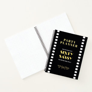 Cuaderno Planner de 60 y 700 Fiestas de oro negro y elegant