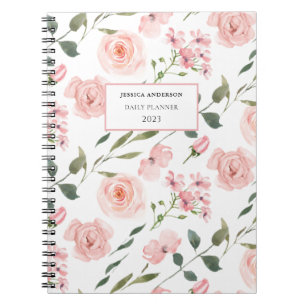Cuaderno Planner de acuarela floral rosa 2023