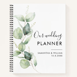 Cuaderno Planner de bodas botánicas para eucalipto moderno