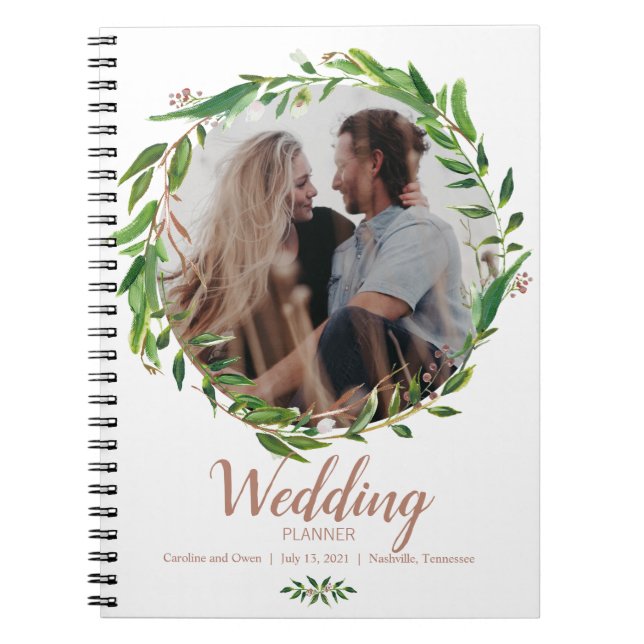 Cuaderno Planner de casamiento con foto de la corona de lau (Frente)