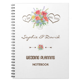 Cuaderno Planner de casamiento de flores silvestres rustica