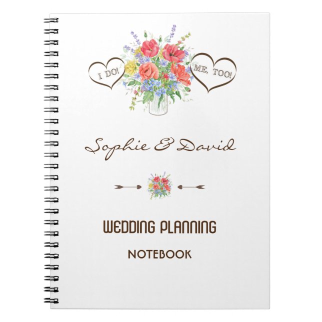 Cuaderno Planner de casamiento de flores silvestres rustica (Frente)