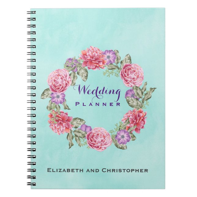 Cuaderno Planner de casamiento floral (Frente)