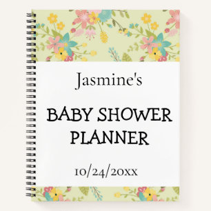 Cuaderno Planner de ducha de flores verde amarillo rosa