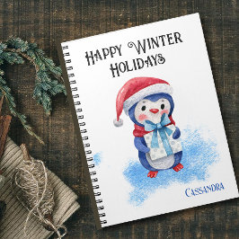 Cuaderno Planner de invierno Adorable Blue Penguin 6.5x8.75