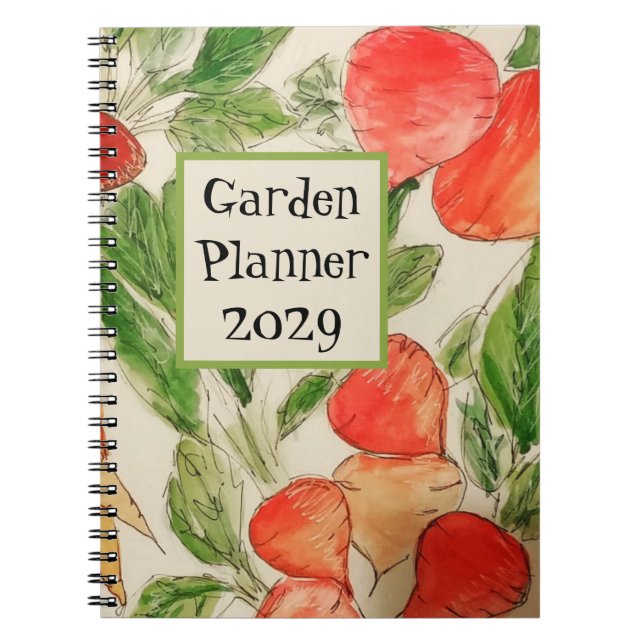 Cuaderno Planner de jardín con acuarela de verduras (Frente)