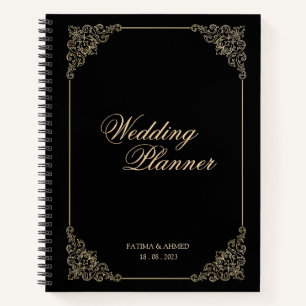 Cuaderno Planner de la boda islámica de oro negro