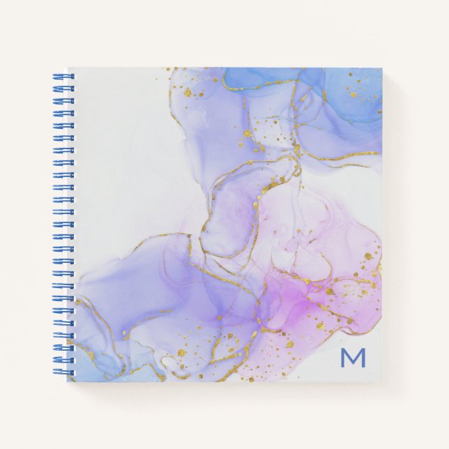 Cuaderno Planner de tinta de alcohol rosa, púrpura y azul (Anverso)