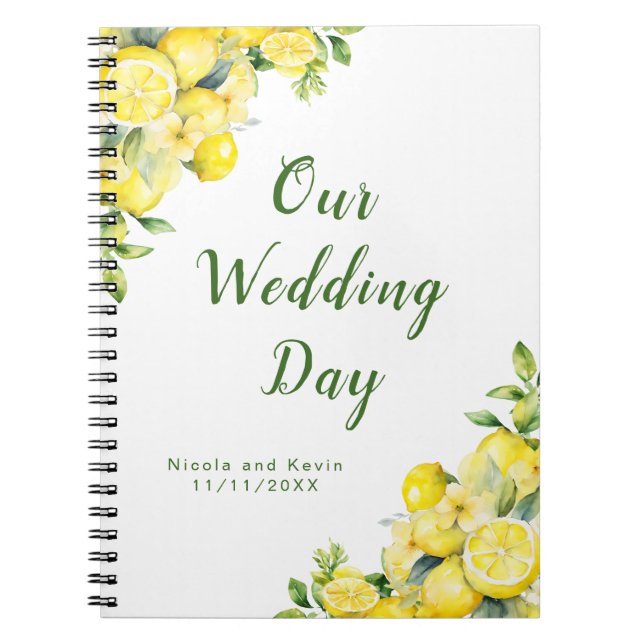 Cuaderno Planner italiano de bodas de limón verde (Frente)