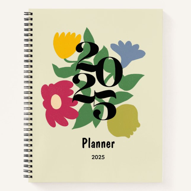 Cuaderno Planner personalizado de flores de color (Anverso)