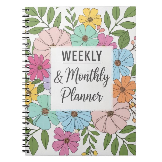 Cuaderno Planner semanal y mensual 2025 - Cubierta floral (Frente)