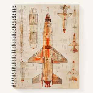 Cuaderno Plano de Cohete de Ciencia Ficción
