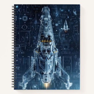 Cuaderno Planos de Nave Espacial Ciencia Ficción