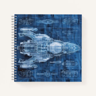 Cuaderno Planos de nave espacial de ciencia ficción