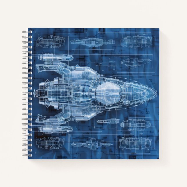 Cuaderno Planos de nave espacial de ciencia ficción (Anverso)
