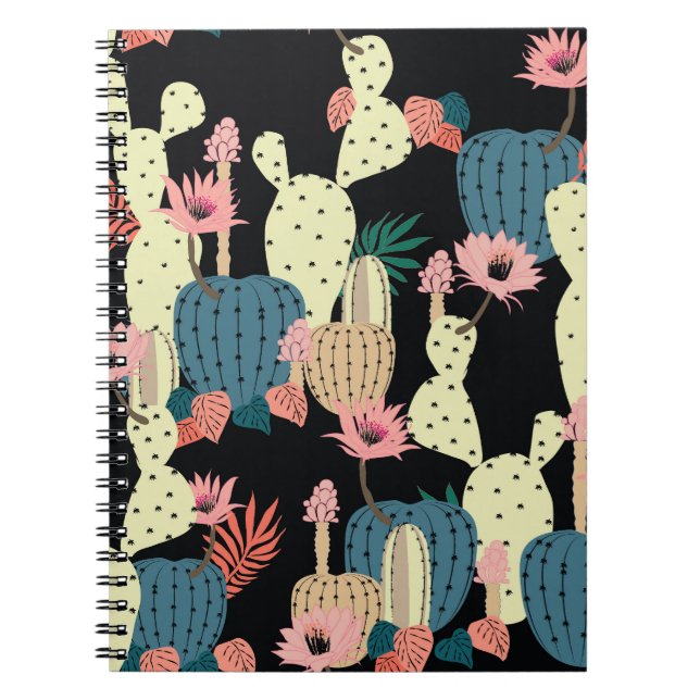 Cuaderno Planta Cactus: Patrón Botánico Vintage (Frente)