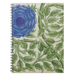 Cuaderno Planta con una flor azul (w/c en el papel)