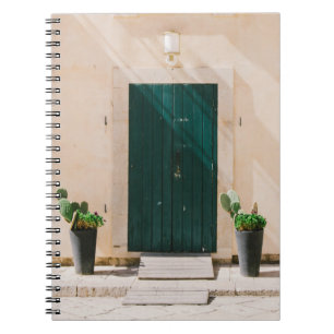CUADERNO PLANTA DE CACTUO VERDE CERCA DE LA PUERTA VERDE