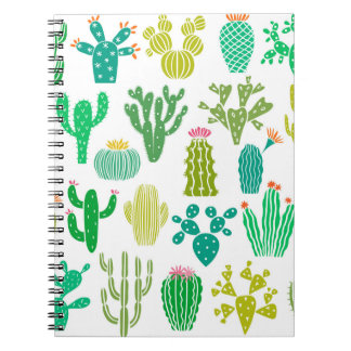 Cuaderno Planta de cactus: conjunto floral vintage.