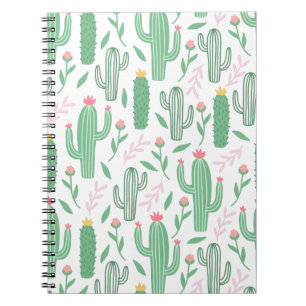 Cuaderno Planta de Cactus Patrón Verde Púrpura