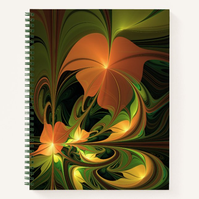 Cuaderno Planta de fantasía Resumen Fractal Verde Rust Brow (Anverso)