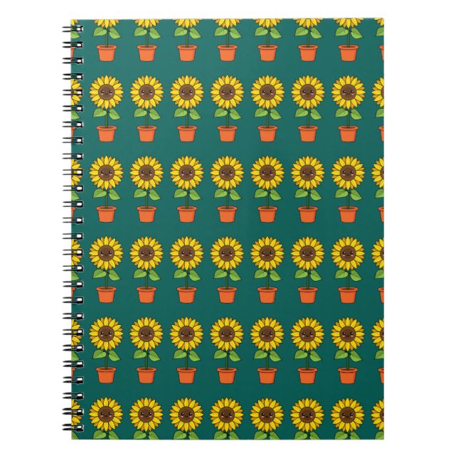Cuaderno Planta de girasol de Kawaii en una olla (Frente)