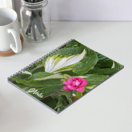 Cuaderno Planta de Hosta y Azalea Floral rosa