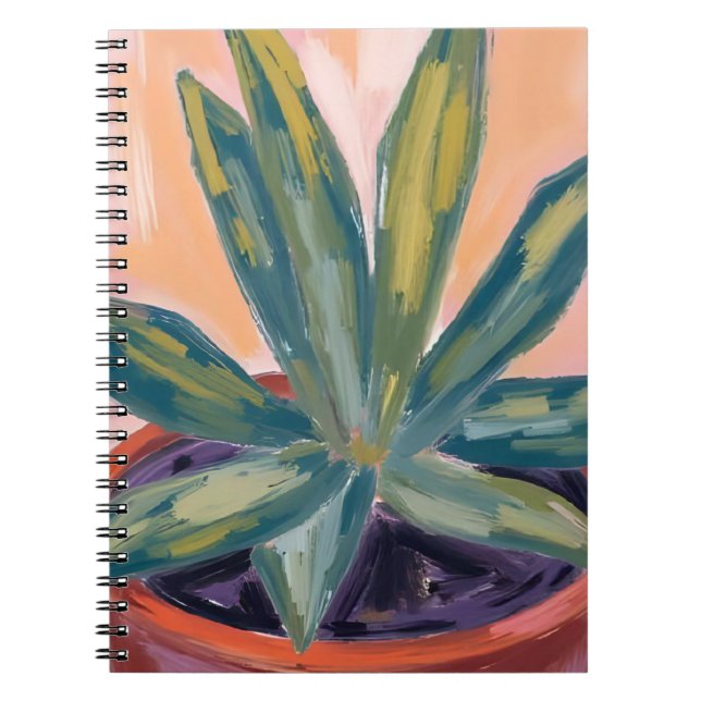 Cuaderno Planta de interior en maceta Botánica moderna Acua (Frente)