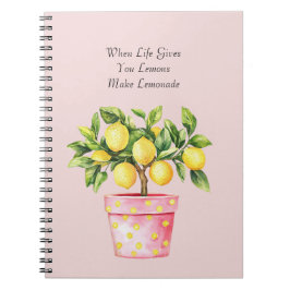 Cuaderno Planta de limón amarillo de maceta rosa