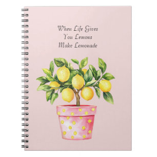 Cuaderno Planta de limón amarillo de maceta rosa