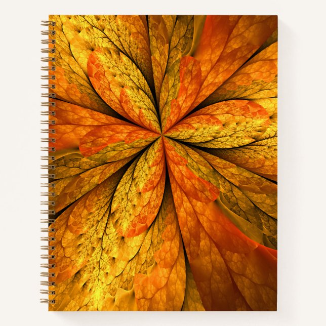 Cuaderno Planta de otoño, arte abstracto fractal de hoja mo (Anverso)