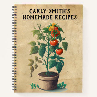 Cuaderno Planta de Tomate Rústico, receta de Personalizable