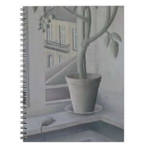 Cuaderno Planta en aceite de la ventana en el panel