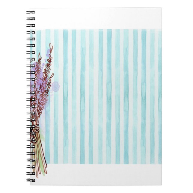 Cuaderno Planta floral lavanda franja azul (Frente)