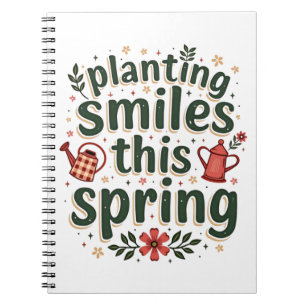 Cuaderno Plantando sonrisas granjero Cute Primavera Vida Gr