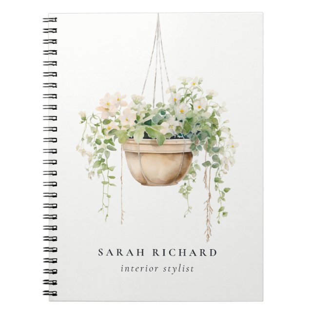 Cuaderno Plantas colgantes de la casa floral acuarela Botán (Frente)