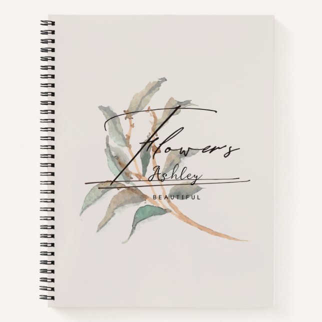 Cuaderno Plantas de acuarela elegantes y personalizadas (Anverso)
