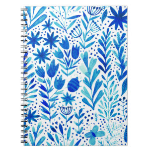 Cuaderno Plantas de acuarela floral de textura sin foco
