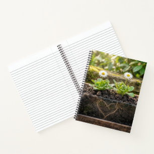 Cuaderno Plantas de margaritas blancas en una caja de flore