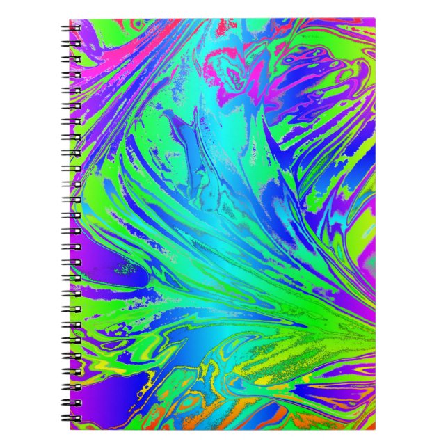 Cuaderno Plantas de pintura de resumen de arco iris fluido (Frente)