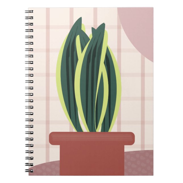 Cuaderno Plantas de serpiente sobre fondo rosa de cuadros e (Frente)